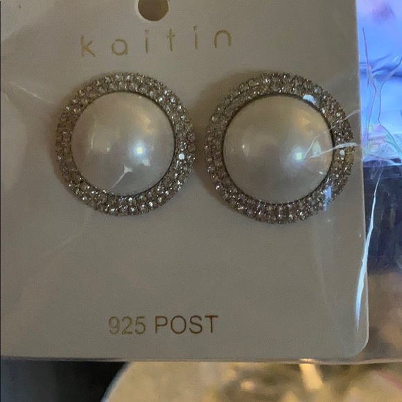925 Silver Stud Earrings Pearl Jewelry A Pair/set - Picture 5 of 5